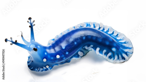 An isolated image of a Blue Dragon sea slug (Glaucus atlanticus) floating on a white background photo