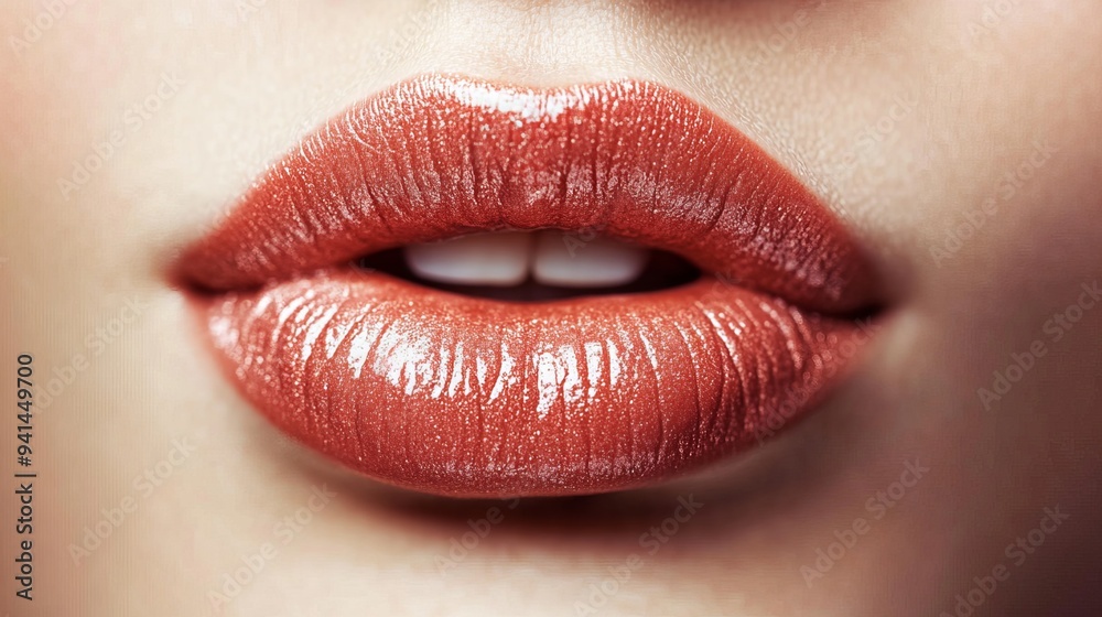 Fototapeta premium Enhance your lips with hyaluronic acid injections for a plump and youthful pout. Protect them with nourishing lip balm and enhance their beauty with hygienic lipstick. 