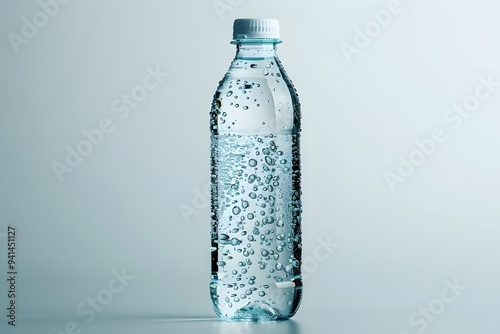 Refreshing Sparkling Water in a Clear Bottle with Bubbles