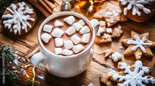 Rustic Winter Table with Cocoa and Cookies