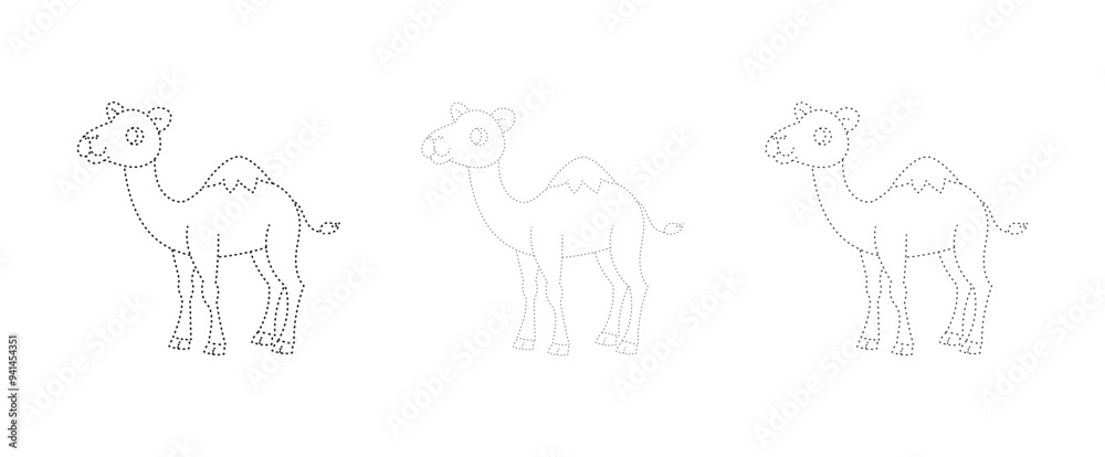 Obraz premium camel ,activity page, three different dot thicknesses variations, vector set