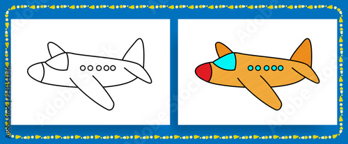 coloring page with airbus  vector illustration