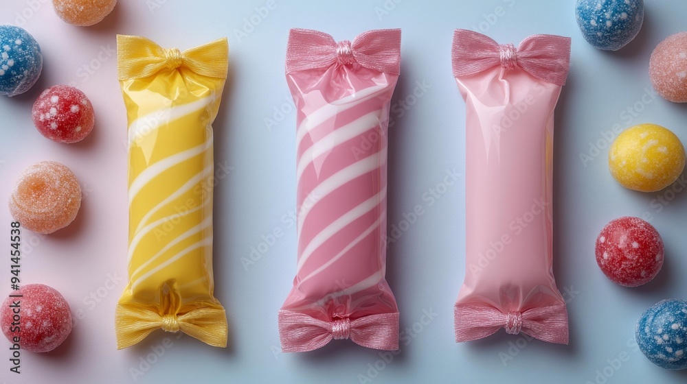 Colorful Wrapped Candy Bars Generative AI Colorful Wrapped Candy Bars Generative AI
