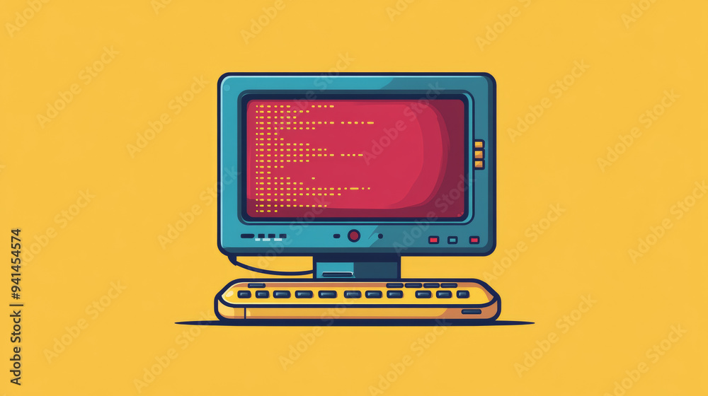 Simple illustration of a computer icon with programming and code ...