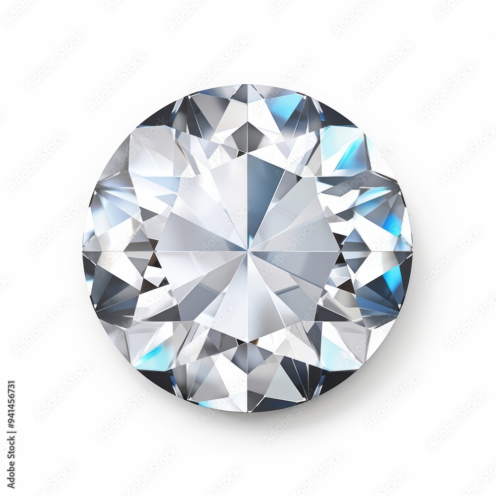 A Brilliant Cut Diamond Gemstone Positioned Elegantly on white background