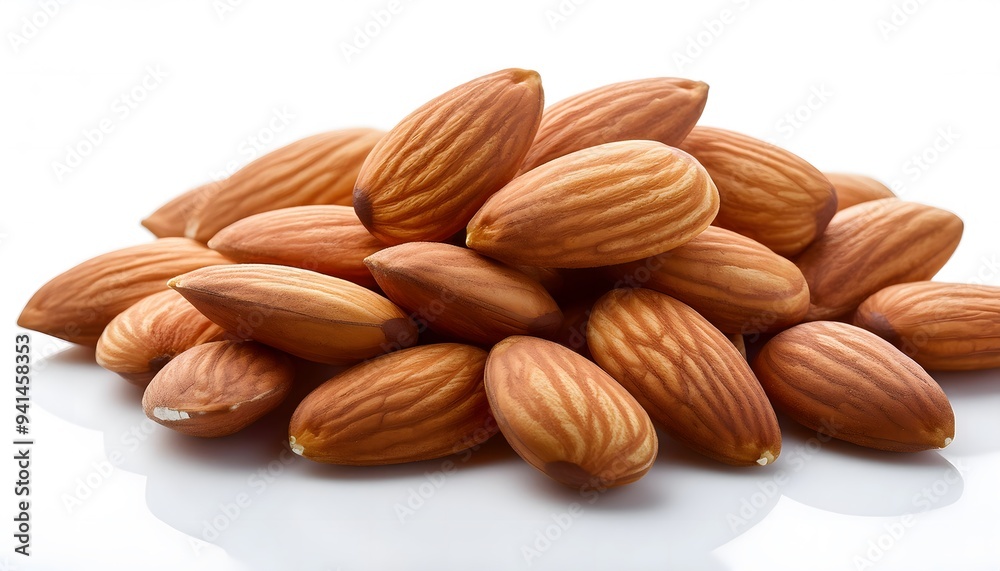 Obraz premium An isolated pile of almonds on a white background