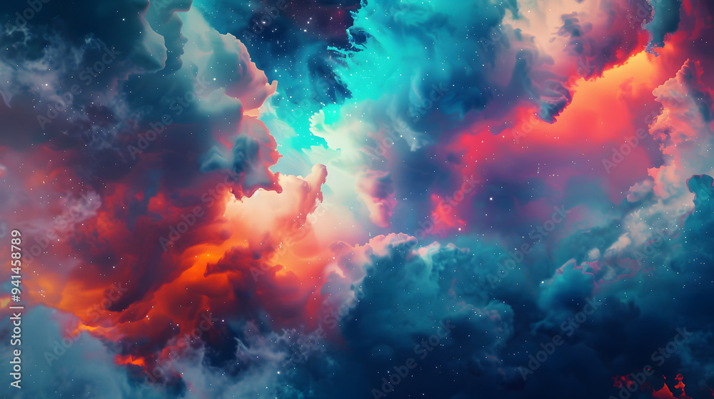 Obraz premium Nebula Space Element Watercolor Style