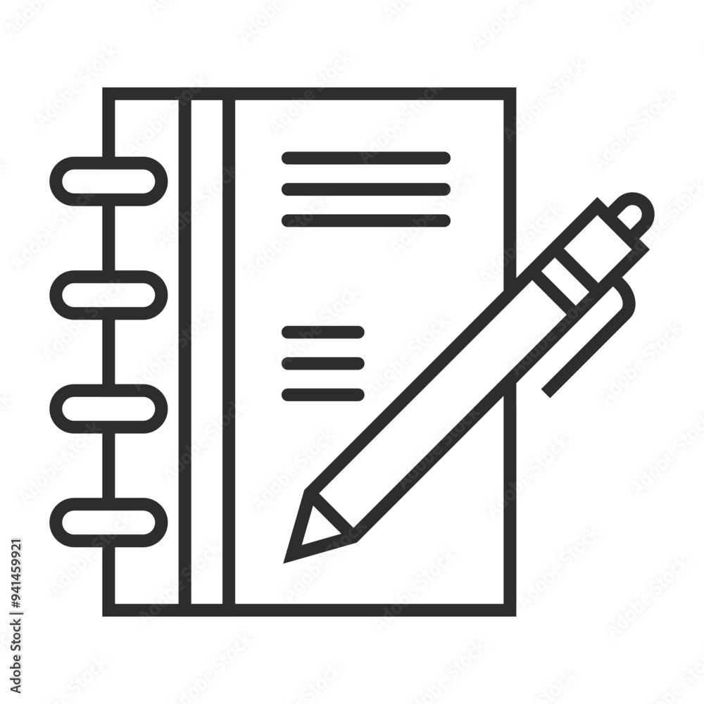Writing note outline icon, editable vector illustration and transparent graphic element. Isolated on white background