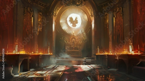 A Glimpse Inside a Golden Church: Divine Light and Ornate Details