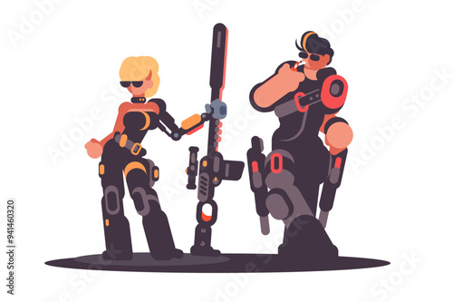 Futuristic Bounty Hunters Duo