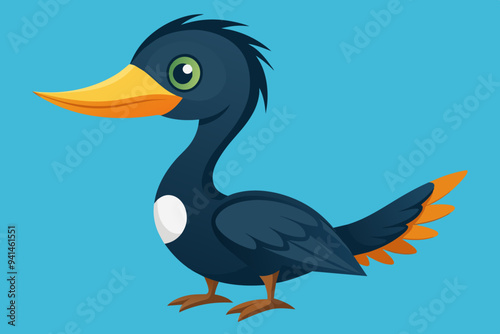 Cute cormorant bird vector art illustration photo