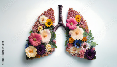 artistic representation human lungs made colorful flowers