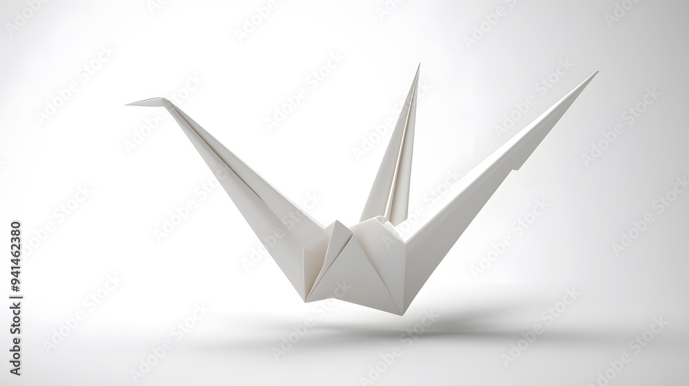 CG Floating Paper Crane: A detailed CG origami paper crane, floating delicately on a clean white background.
CG Floating Paper Crane: A detailed CG origami paper crane, floating delicately on a clean white background.
