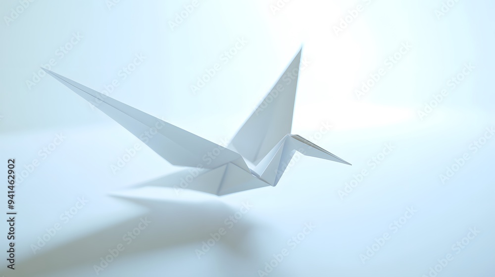 CG Floating Paper Crane: A detailed CG origami paper crane, floating delicately on a clean white background.
CG Floating Paper Crane: A detailed CG origami paper crane, floating delicately on a clean white background.