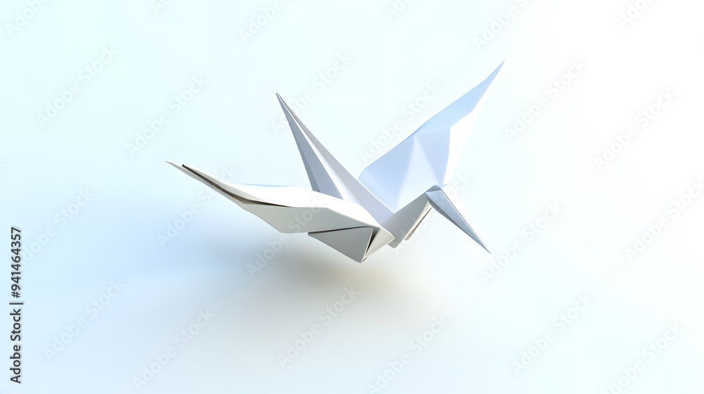 CG Floating Paper Crane: A detailed CG origami paper crane, floating delicately on a clean white background.
CG Floating Paper Crane: A detailed CG origami paper crane, floating delicately on a clean white background.