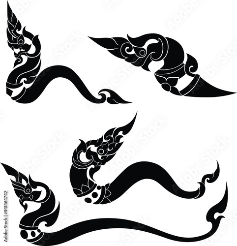 Thai Art Elements with Decorative Patterns Designed from Naga Inspiretion