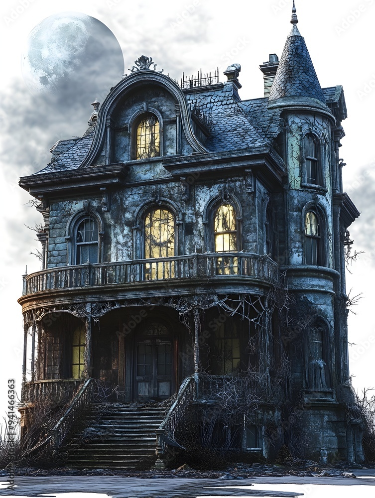 Haunted Mansion Shrouded in Ghostly Atmosphere and Dark Fantasy Aesthetic Haunted Mansion Shrouded in Ghostly Atmosphere and Dark Fantasy Aesthetic