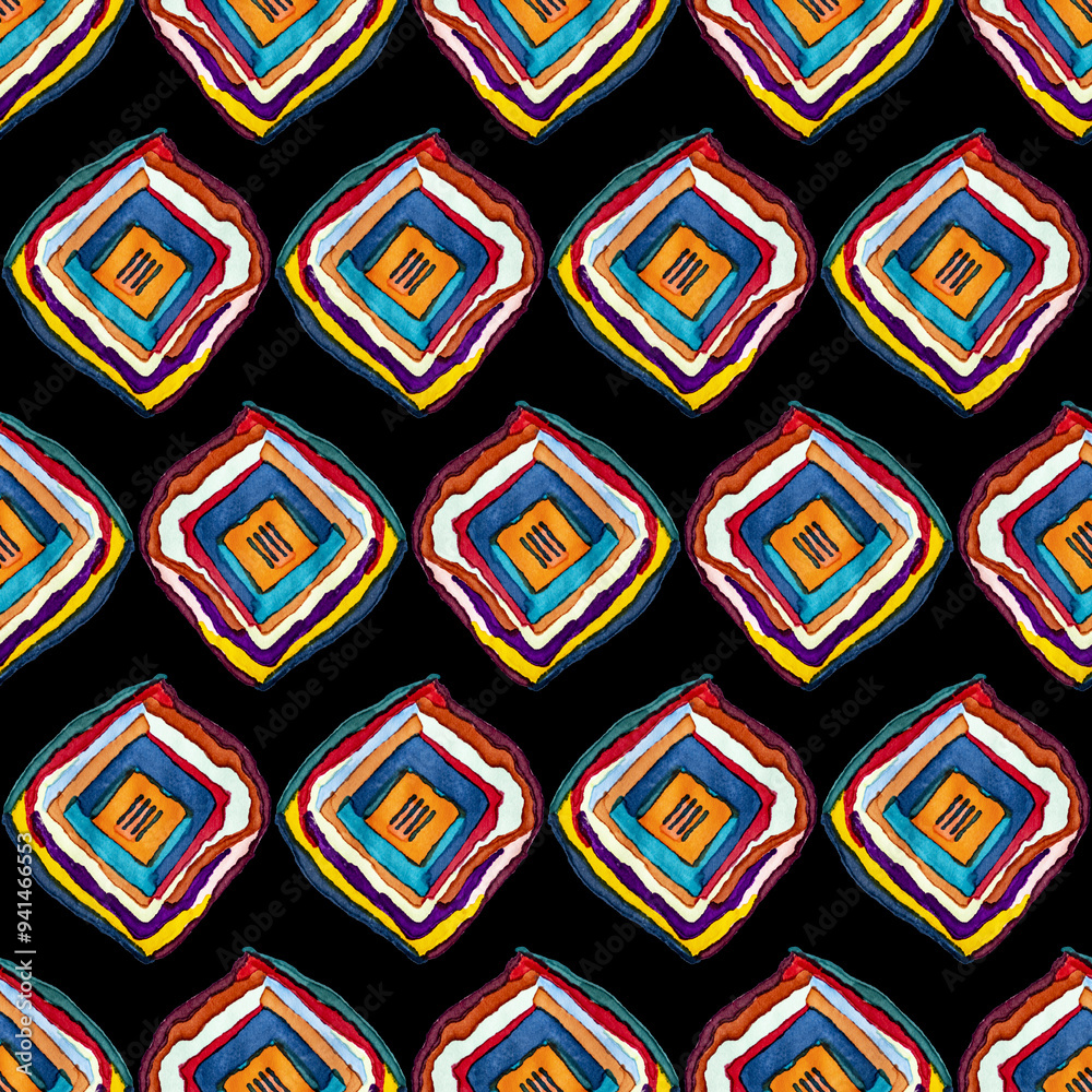 Seamless pattern of watercolor elements.