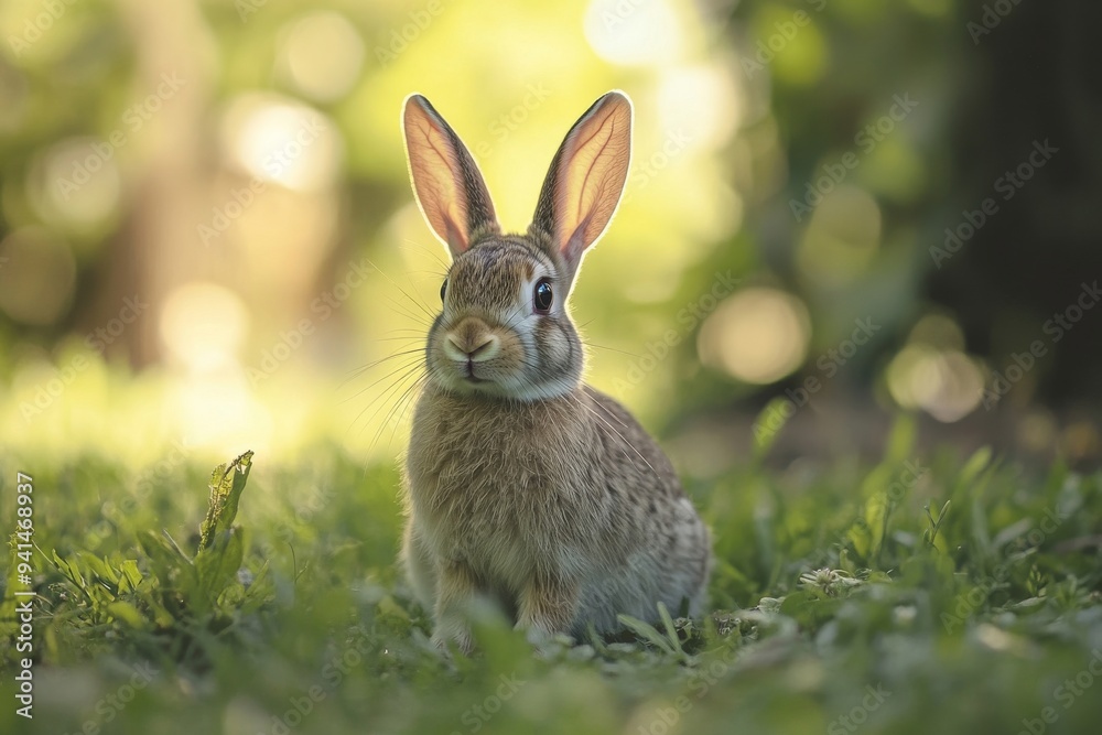 Soft light on gray garden rabbit with shallow depth of field. Soft light on gray garden rabbit with shallow depth of field.