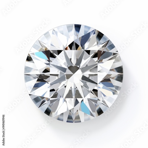 A Brilliant Cut Diamond Gemstone Positioned Elegantly on white background