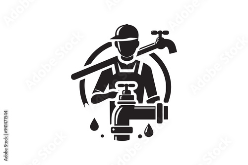 plumber service vector silhouette