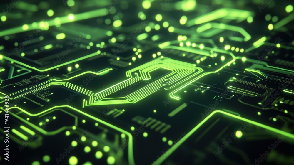 Futuristic Green Circuit Board Technology Background Futuristic Green Circuit Board Technology Background