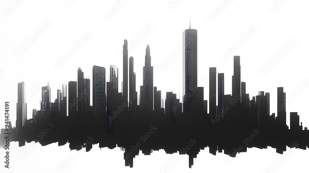 CG Futuristic City Skyline Silhouette: A sleek, CG-rendered silhouette of a futuristic city skyline, set against a stark white background.
CG Futuristic City Skyline Silhouette: A sleek, CG-rendered silhouette of a futuristic city skyline, set against a stark white background.
