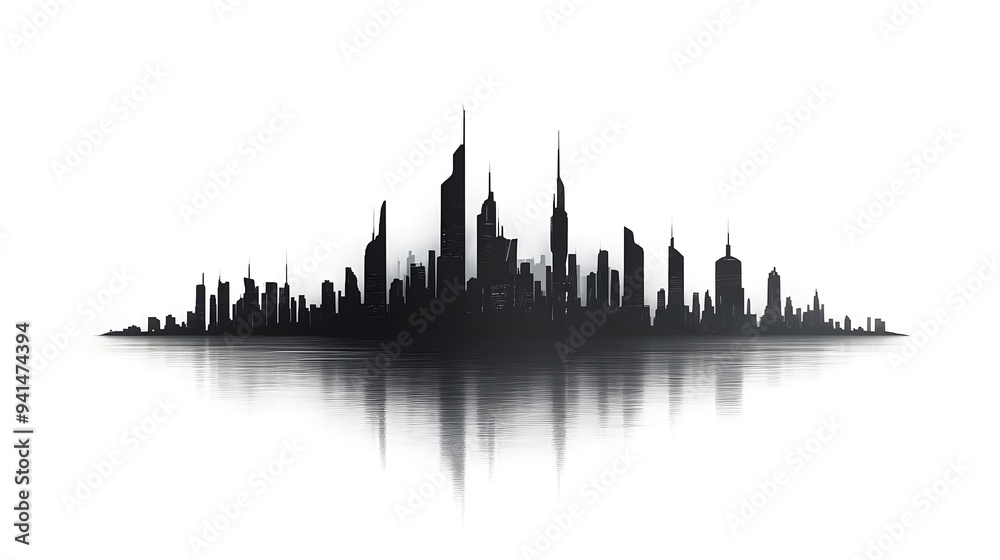 CG Futuristic City Skyline Silhouette: A sleek, CG-rendered silhouette of a futuristic city skyline, set against a stark white background.
CG Futuristic City Skyline Silhouette: A sleek, CG-rendered silhouette of a futuristic city skyline, set against a stark white background.