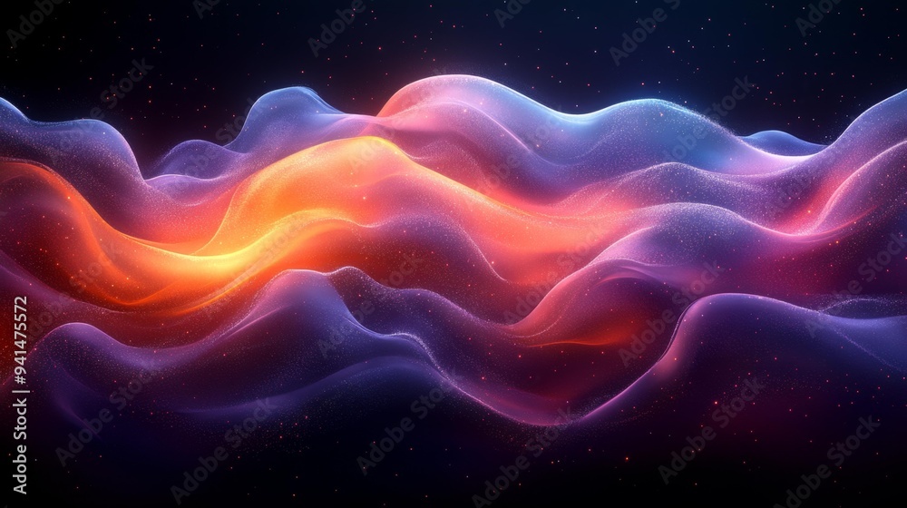 Colorful Abstract Waves of Light and Energy Generative AI