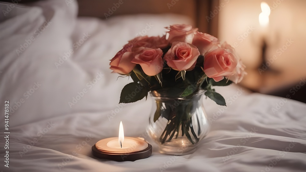 Obraz premium rose, bed, candle