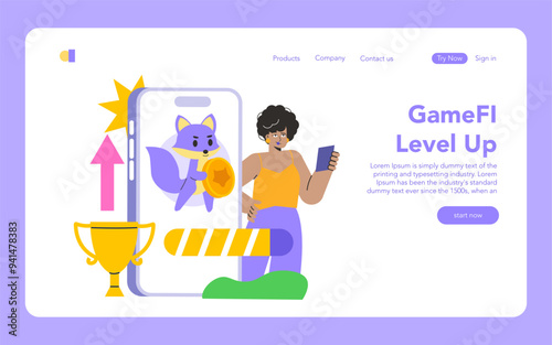 GameFi. Flat Vector Illustration