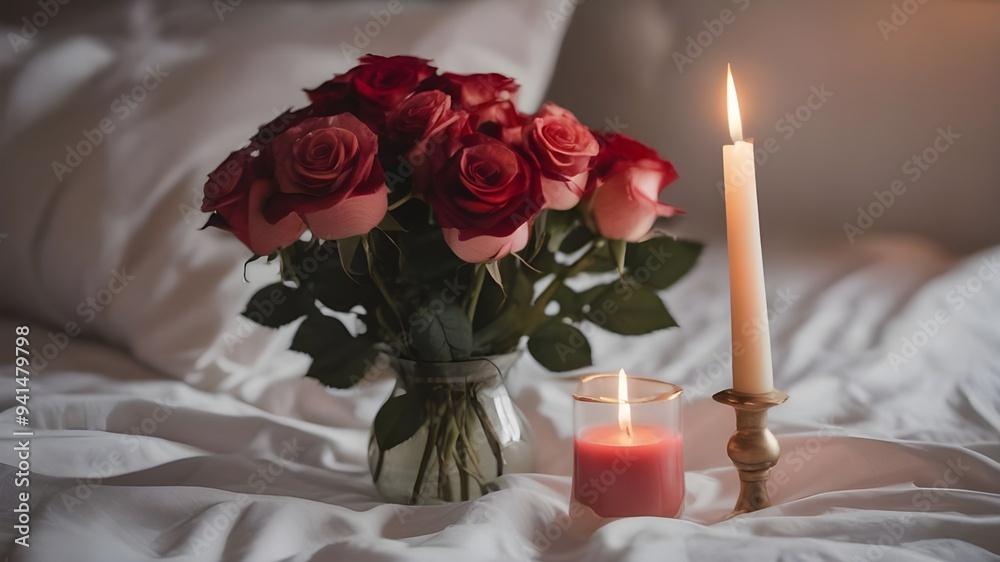 rose, bed, candle rose, bed, candle