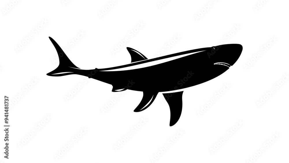 Fototapeta premium Great White Shark, black isolated silhouette