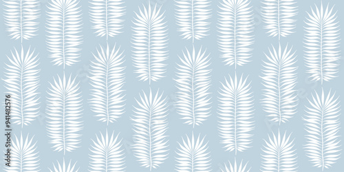 Christmas tree branch seamless vector pattern. Watercolor leaves background, jungle palm print