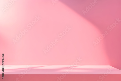 pink wall background with shadow for highlight product display presentation