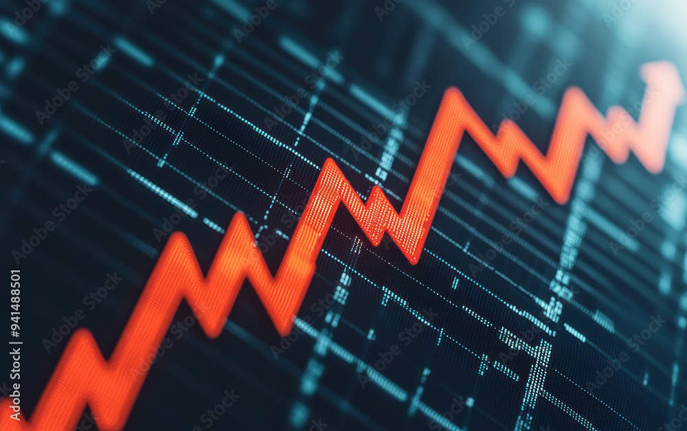 Close-up of a red zigzag line on a digital screen representing stock market data, financial growth, and economic trends in a high-tech setting. Close-up of a red zigzag line on a digital screen representing stock market data, financial growth, and economic trends in a high-tech setting.