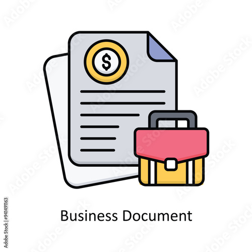 Business DocumentVector filled outline icon design illustration. Law And Justice symbol on white background EPS 10 File . photo