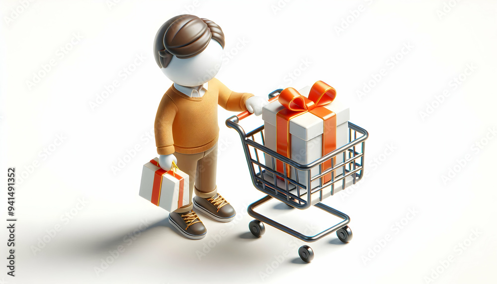 3D Shopper Buying Gift in Store concept as Candid shot of a shopper purchasing a gift in a store during Black Friday capturing the thoughtful and generous aspect of shopping for others during the holi 3D Shopper Buying Gift in Store concept as Candid shot of a shopper purchasing a gift in a store during Black Friday capturing the thoughtful and generous aspect of shopping for others during the holi