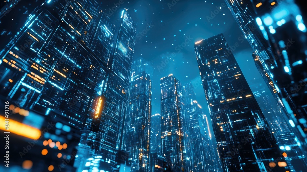A technologically advanced city at night with glowing skyscrapers and a bustling, high-tech vibe. Perfect for premium backgrounds in tech and innovation. A technologically advanced city at night with glowing skyscrapers and a bustling, high-tech vibe. Perfect for premium backgrounds in tech and innovation.