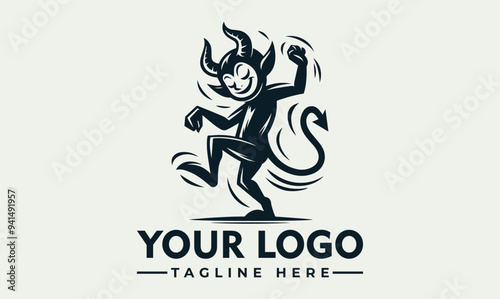 Playful Dance Devil Logo Vector demont