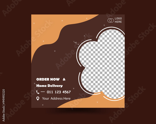 Digital business marketing banner for social media post,food menu template green & black