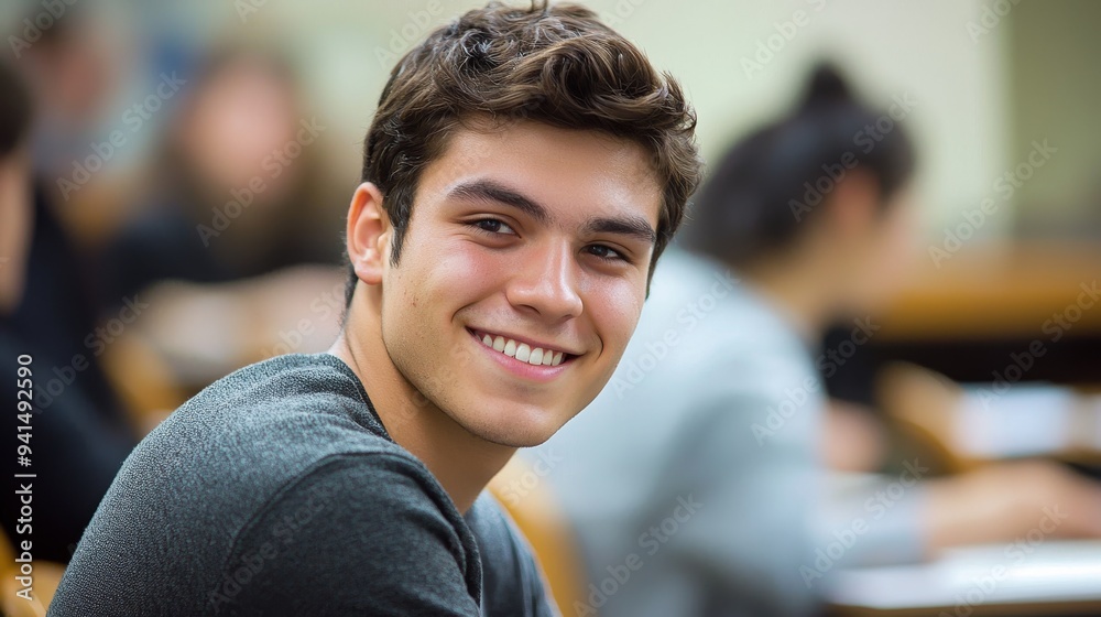 Smiling Young Man Student Portrait