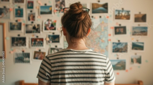 Family Members Arranging and Displaying Framed Photos Artwork and Personal Mementos on a Dorm Room Wall to Make the Space Feel Like Home on Move In Day