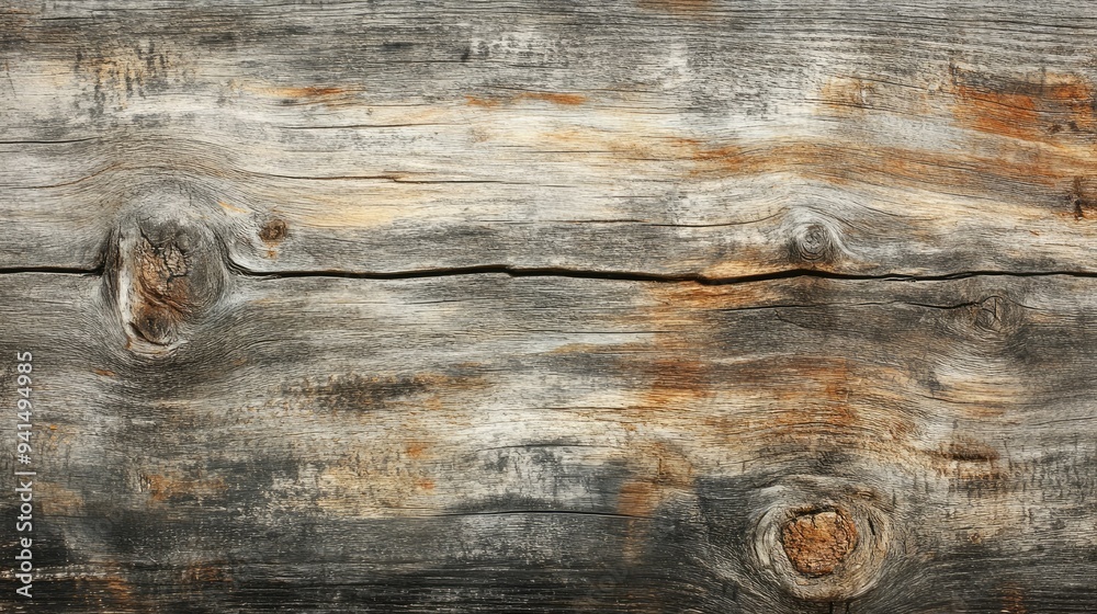 Weathered barn wood with deep cracks, knots, and rough textures, capturing the essence of rustic charm Weathered barn wood with deep cracks, knots, and rough textures, capturing the essence of rustic charm