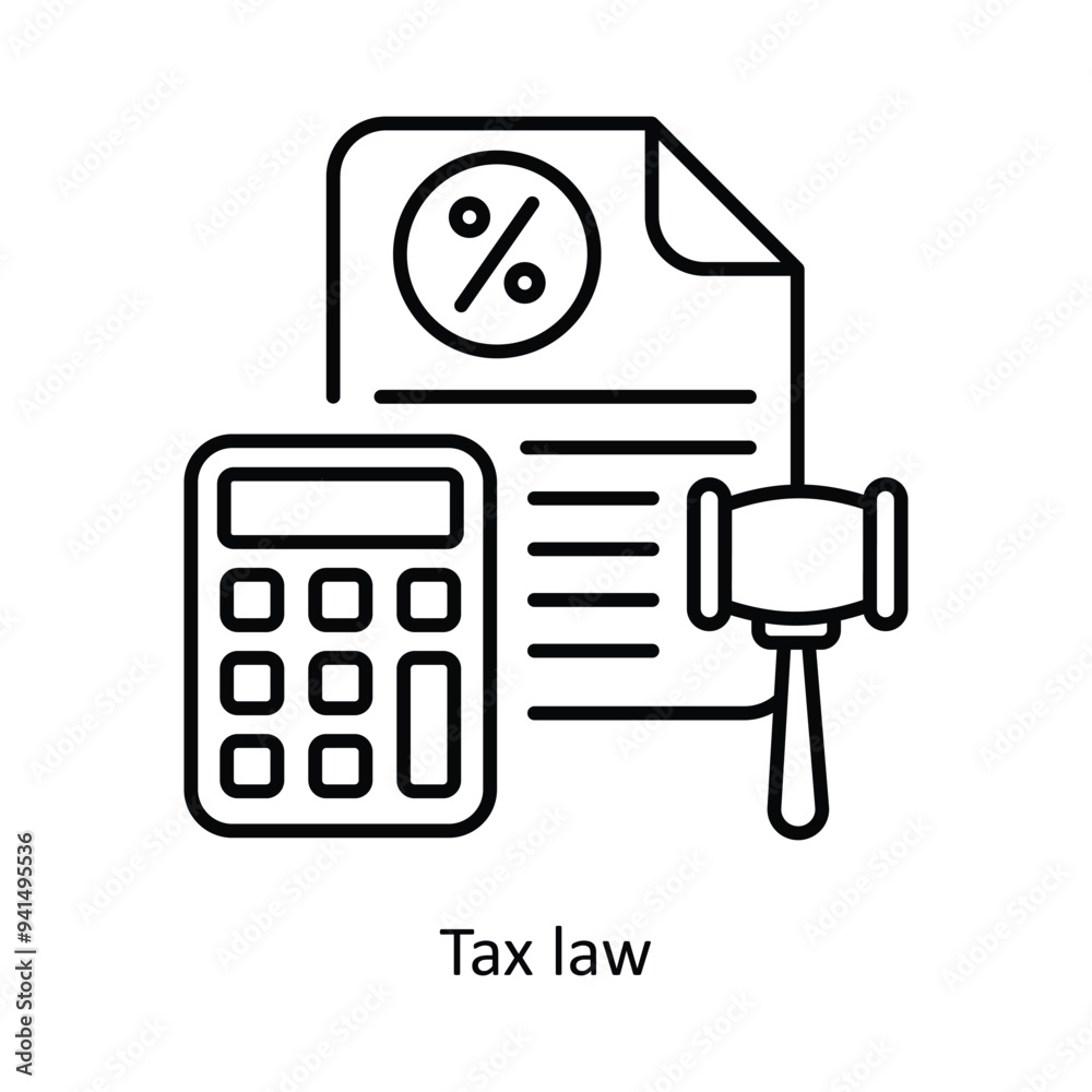 Tax Law Vector outline icon design illustration. Law And Justice symbol on white background EPS 10 File .
