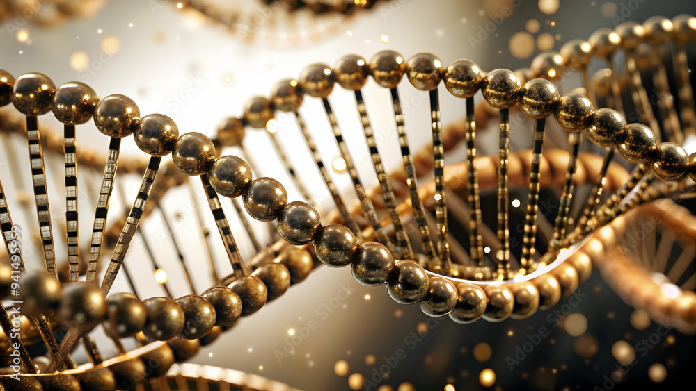 3D Digital DNA helix with data points on an isolated white background concept as A digital representation of a DNA helix intertwined with data points isolated on a white background. The design symboli