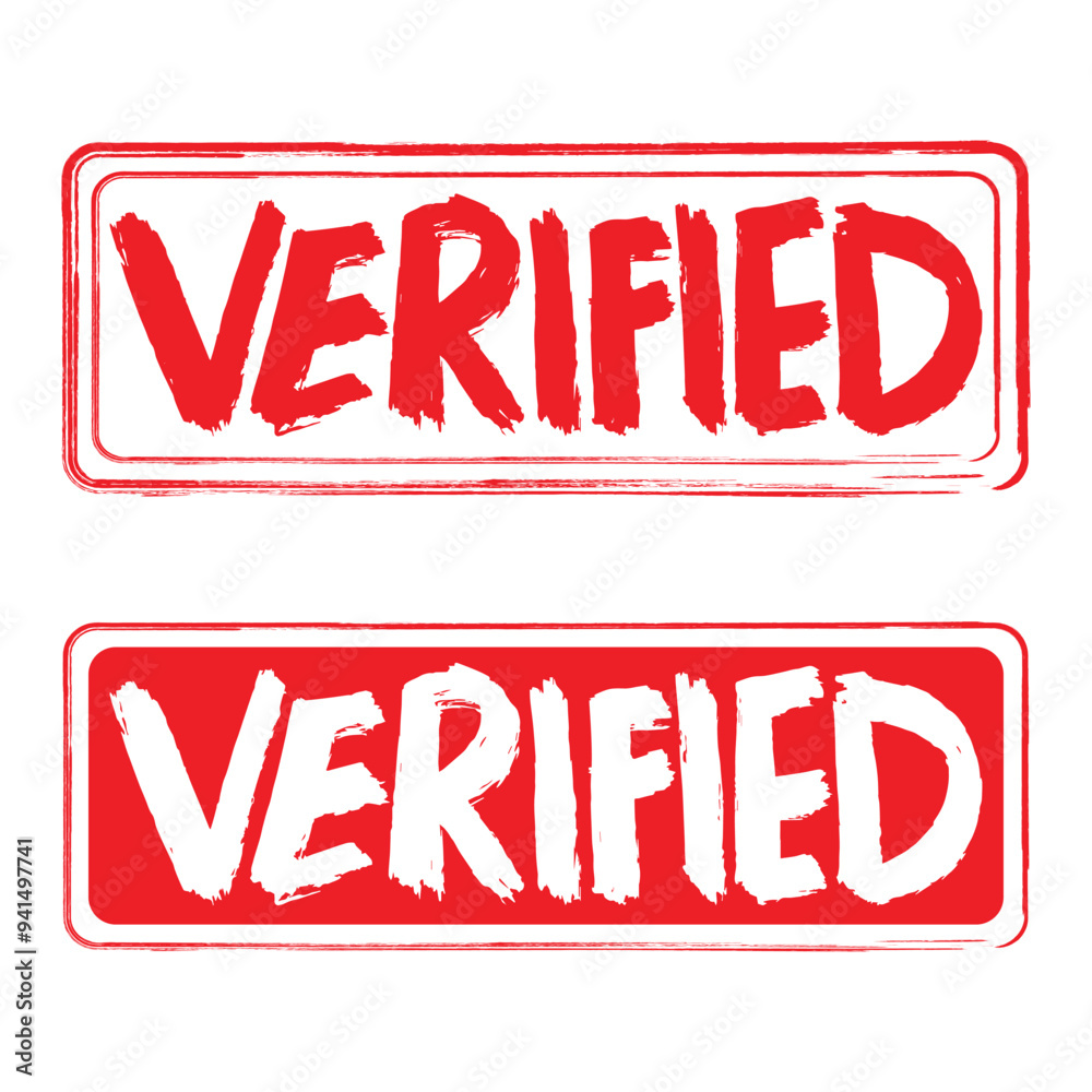 Verified rubber stamp on white and red background. Vector illustration. Verified rubber stamp on white and red background. Vector illustration.