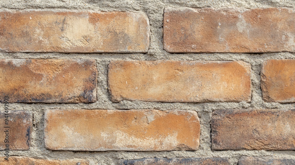 Fototapeta premium Close-up of a brick wall with perfect alignment and clean mortar joints, demonstrating precision in civil construction