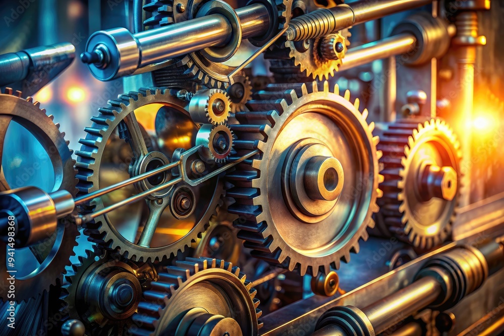 Abstract Machinery: Blurred lines between organic and mechanical, creating abstract and ethereal forms with metallic textures Abstract Machinery: Blurred lines between organic and mechanical, creating abstract and ethereal forms with metallic textures