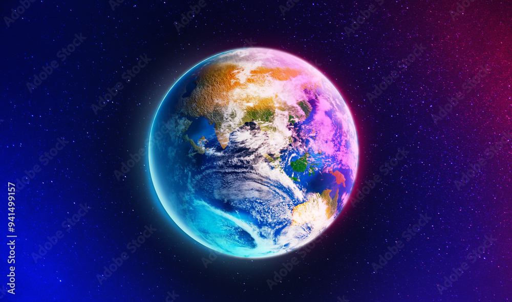 Fototapeta premium Planet Earth in space, banner design. Image elements furnished by NASA